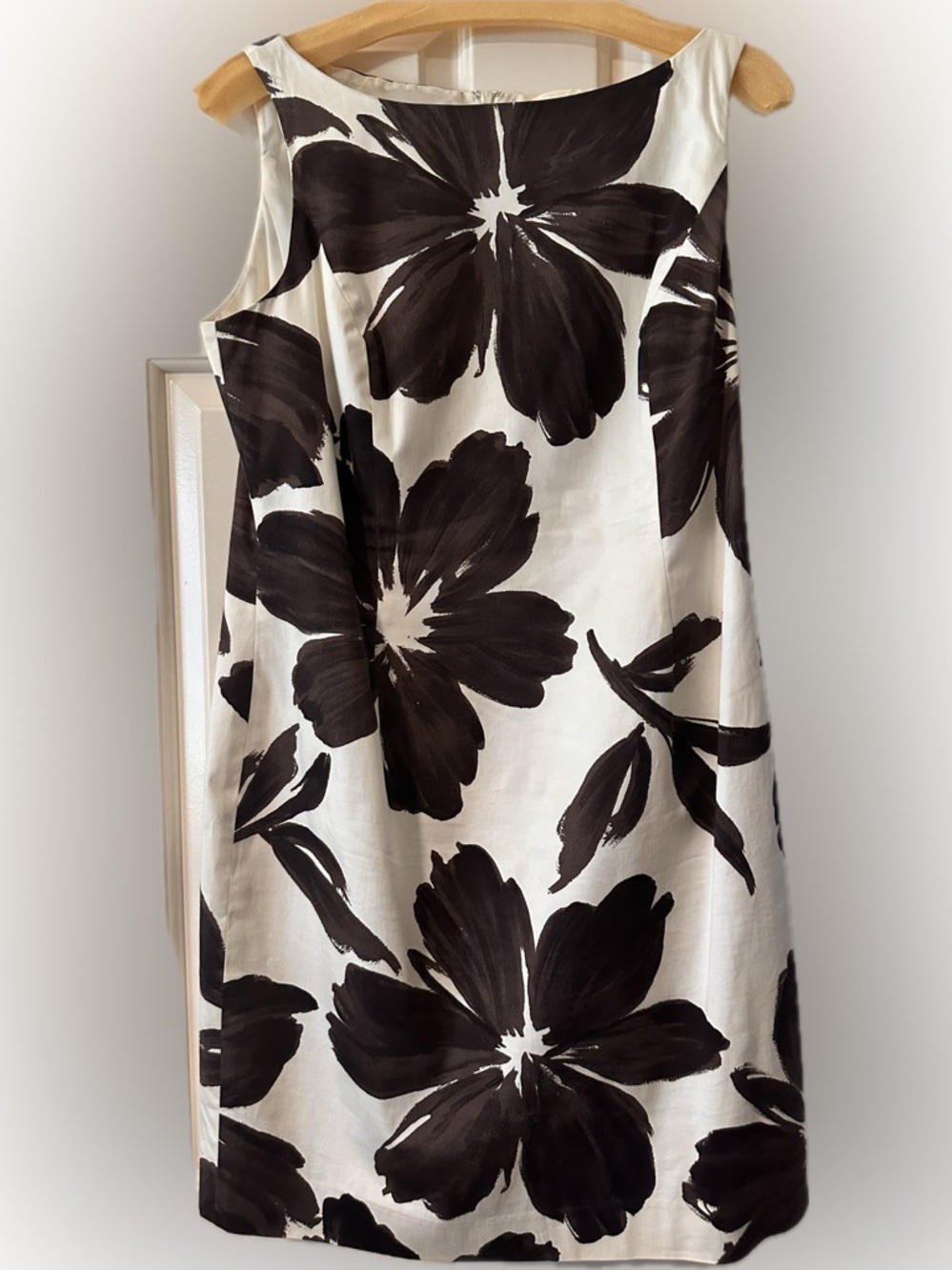 Jones New York Brown-and-Cream Floral A-Line Dress